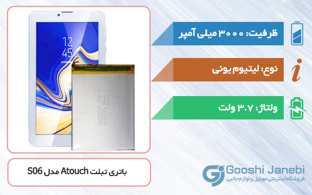 باتری تبلت Atouch Tab S06