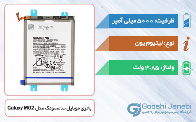 باتری اصلی گوشی سامسونگ Galaxy M02 مدل EB-BA217ABY